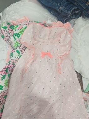 Gymboree Soft Pink Eyelet Dress with Coral Trim